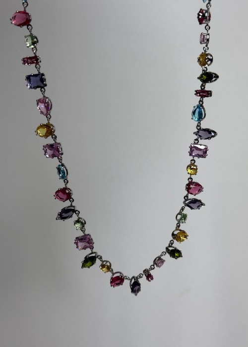 Silver Renkli Taşlı Kolye