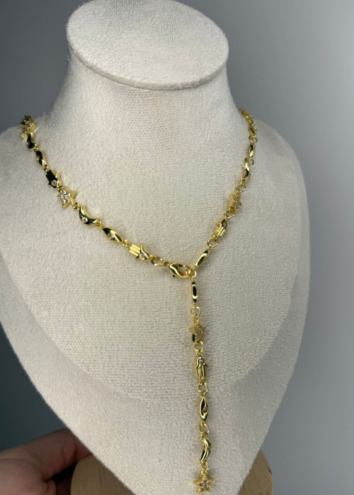 Hamsa Full Y Kolye Gold