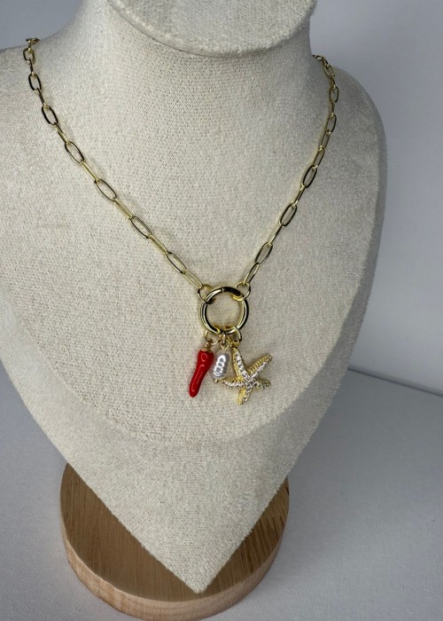 Charm detaylı kolye (denizyıldızı -biber)