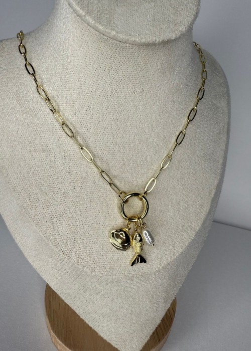 Charmlı tasarım kolye (balık-midye)