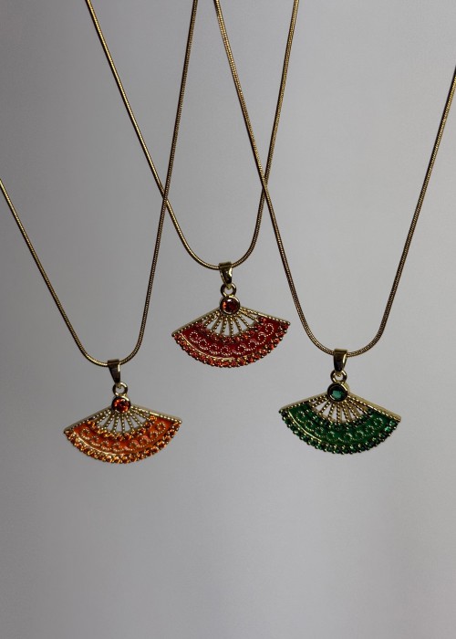 Gold Çelik Yelpaze Kolye