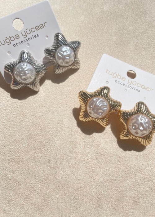 İnci Detaylı Yıldız Küpe İnci Detaylı Yıldız Küpe