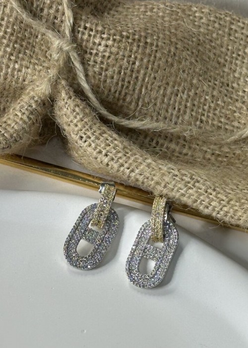 Gold Gümüş Detaylı Küpe Gold Gümüş Detaylı Küpe