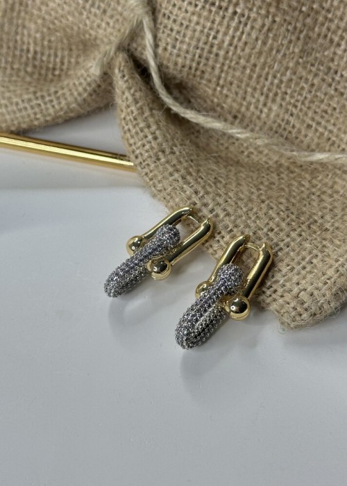 Gold Gümüş Detaylı Küpe Gold Gümüş Detaylı Küpe