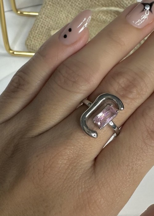 Silver Pembe Detaylı Yüzük Silver Pembe Detaylı Yüzük