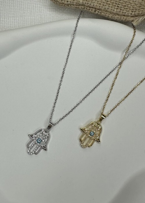 Çelik El Kolye Silver