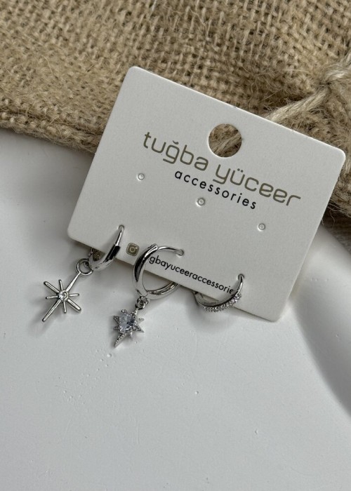 Silver 3’Lü Küpe Silver 3’Lü Küpe