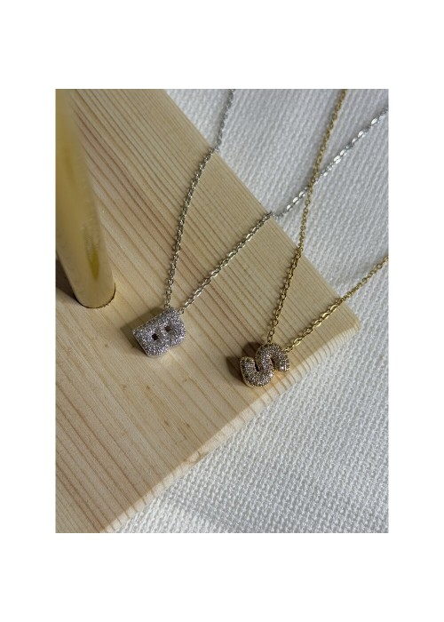 Çelik Taşlı Harf Kolye