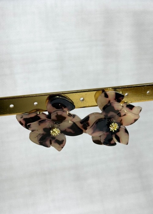 Leopar Çiçek Küpe