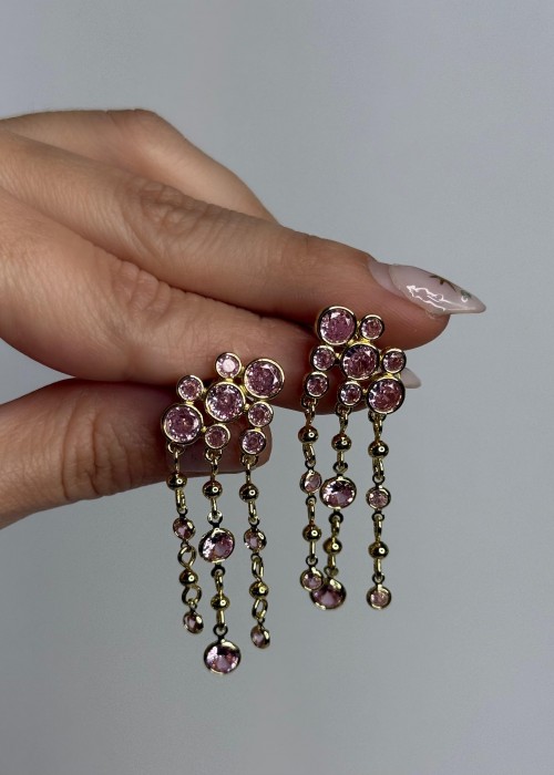 VIP Pembe Taşlı Küpe VIP Pembe Taşlı Küpe